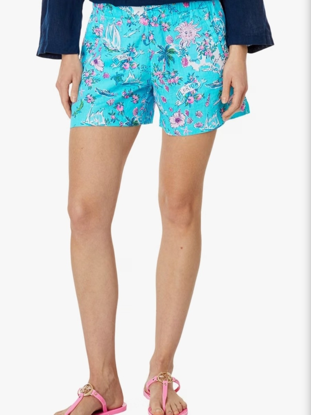 Lilly Pulitzer Lilo Linen Shorts Amalfi Blue Lillys Roadtrip XXS